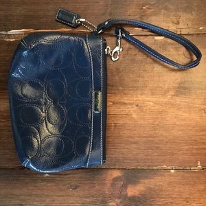 Coach Wristlet Blue Leather